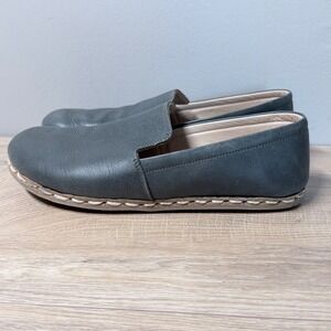 Atlantis Handmade Leather Slip On Shoes Blue Gray Mens 7.5 Whipstitch Barefoot